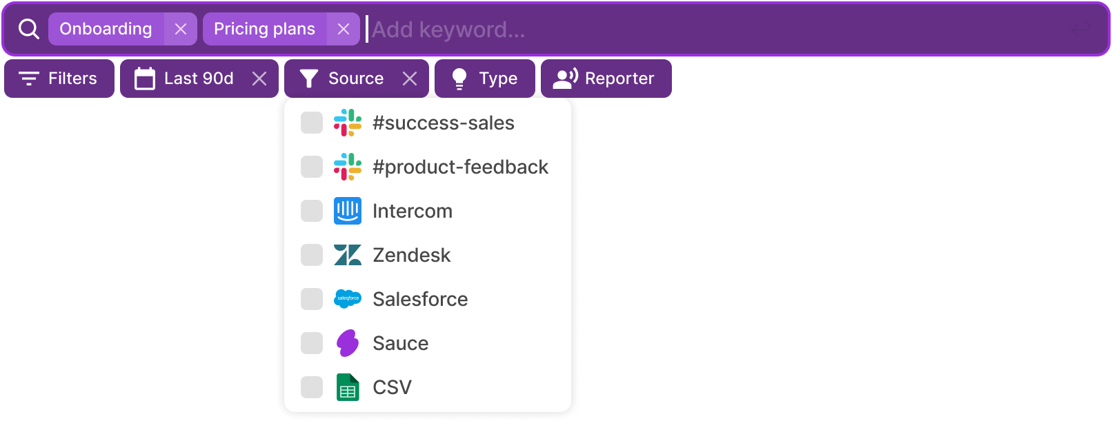 Search and filtering